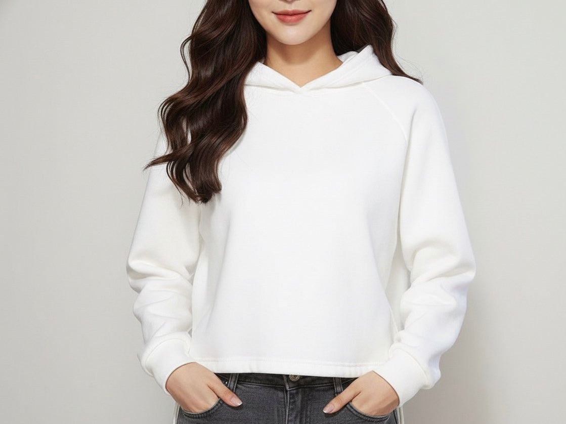 White Crop Hoodie