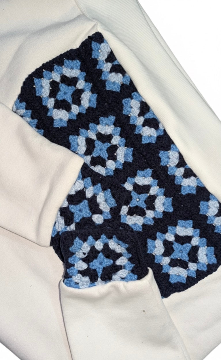 Ice Blue Crochet Hoodie (Ice Blue Shades + White)